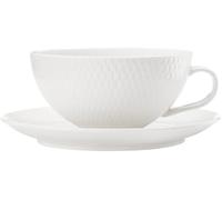 Maxwell & Williams White Basics - Taza de té con diseño de Diamantes y platillo bajo