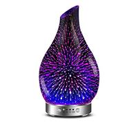 MAXWINER Difusor de aceite esencial ultrasónico difusor de aromaterapia de vidrio 3D, apagado automático, ajuste de temporizador, luces LED de 7 colores que cambian para el hogar, oficina, spa, 120 ml