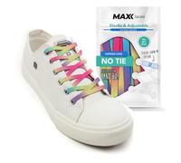 MAXX laces Cordones elásticos sin atar con cápsulas de metal, cordones planos con cierre rápido multicolor para niños y adultos para zapatillas deportivas, arcoiris pastel, talla única