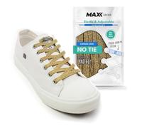 MAXX laces Cordones elásticos sin atar con cápsulas de metal, cordones planos con cierre rápido multicolor para niños y adultos para zapatillas deportivas, dorado, talla única