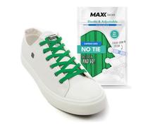 MAXX laces - Cordones elásticos sin atar con cápsulas de metal, cordones planos con cierre rápido multicolor para niños y adultos para zapatillas deportivas, verde, Einheitsgröße