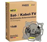 maxx.onLine Lata de satélite y caja multimedia empotrada, caja de televisión por cable, apta para unicable/un solo cable, toma de antena, enchufe de cable, compatible con módem por cable, toma de TV