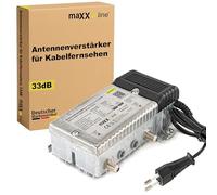 Maxx.onLine VST9341 A Amplificador de Conexión para Televisión por Cable - 34 Db, Regulable, BK - Cable de Antena DVB-T, DVB-C