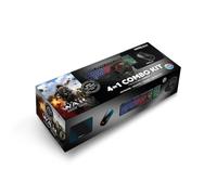 Maxx Tech Juego combinado 4 en 1: teclado con iluminación LED arcoíris, ratón óptico, auriculares estéreo multiplataforma para juegos con conector jack de 3,5 mm, USB/ratón, alfombrilla de 250 x 210 x