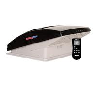 MAXXAIR Maxxfan Deluxe - Ventilador y cubierta de ventilación, todo en uno, potente ventilador reversible de 10 velocidades con termostato, cubierta de lluvia integrada, control remoto, ventilador de