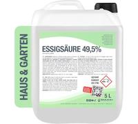 MAXXI CLEAN | 5 l de ácido acético 49,5% | Ideal como limpiador y descalcificador | Para casa y jardín | Ácido acético de calidad - Fabricado en Alemania