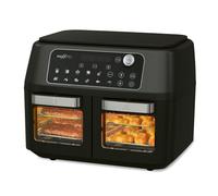 MAXXMEE Freidora de aire caliente de doble cámara 11 l | Combinación inteligente de horno de aire caliente, parrilla y freidora con 2 compartimentos XXL de 5,5 litros cada uno | Panel de control