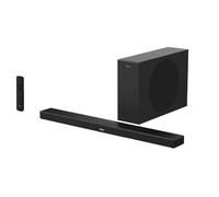 maxxo Barra de Sonido Ultra Slim 2.1 SB240 - Ultrafina con Dolby Atmos, 240 W (120 W RMS), HDMI eARC/ARC, Bluetooth v5.0, Entrada óptica (TOSLINK), AUX