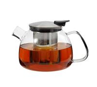 Maxxo Teapot - Tetera de cristal de 800 ml, hecha a mano, resistente al calor, filtro de acero inoxidable extraíble, infusor de té, vidrio de borosilicato, tapa de acero inoxidable (800 ml)