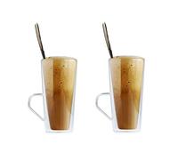 Maxxo Vasos de Doble Pared Frappé 2X 320 ml Copas de Vidrio Térmico Resistente al Calor y Frío Tazas con Efecto Flotante para Té y Café
