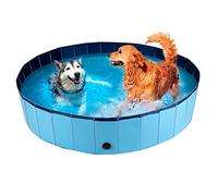 maxxpro Piscina para Perros, 160 x 30 cm, Razas de Perros Grandes, Plegable, Base Antideslizante, con válvula de Drenaje, Color Azul