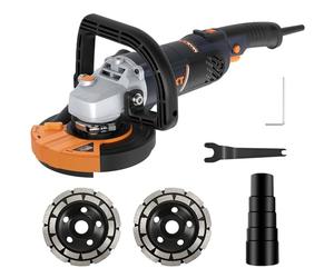 MAXXT Amoladora angular para hormigón, lijadora-pulidora con disco de 5 pulgadas, 1000-8500 RPM, 7 velocidades ajustables, protector desmontable para pulido (incluye 2 discos de diamante)