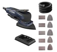 MAXXT Lijadora Delta y Rectangular 2EN1 sin escobillas 350W, 6 velocidades ajustables (4000-10000 rpm), Parada1-2 segundos, Incluye 20 hojas de lija, para rincones estrechos y lijado fino