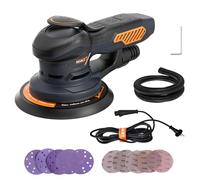 MAXXT Lijadora Orbital 350W - Lijadora Orbital Aleatoria 10000 OPM, 6 Velocidades Variables, 10 Piezas Papel 150mm, Bolsillo Lavable de Recogida, para Madera y Metal