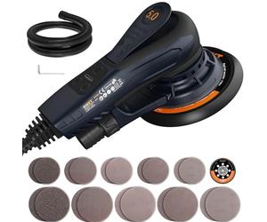 MAXXT Lijadora orbital 5.0 sin escobillas 350W, disco de 125mm&150mm, 4000-10000RPM(6 velocidades ajustables) Freno automático-2s, y 20 hojas de papel de lija