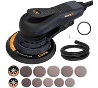 MAXXT Lijadora orbital sin escobillas 350W, Lijadora excéntrica 5.0, disco de 125mm&150mm, 4000-10000RPM(6 velocidades ajustables) Freno automático-2s, y 20 hojas de papel de lija
