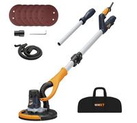 MAXXT Lijadora para placas de yeso con brazo de aspiración telescópico, tope lateral desmontable, potencia constante, 5 velocidades con memoria, incl. 6 discos lijadores.