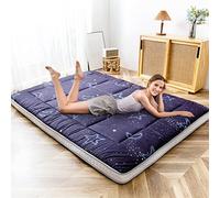 MAXYOYO Colchón tipo futón japonés, acolchado para suelo, cubrecolchón acolchado, extra grueso, plegable, transpirable, cama de invitados (luna y estrellas, 135 x 190 cm)