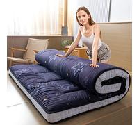 MAXYOYO Colchón tipo futón japonés, acolchado para suelo, cubrecolchón acolchado, extra grueso, plegable, transpirable, cama de invitados (luna y estrellas, 90 x 200 cm)