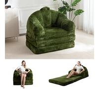 MAXYOYO Sofá Cama Plegable, Cómodo Tapizado de Piel Sintética, Sofá Convertible de Suelo con Asa, Sillón Puf Individual para Adultos, Sillón Cama para Sala de Estar o Dormitorio