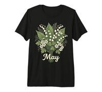 May Birth Flower Lily of The Valley & Hawthorn Birthday Camiseta Premium