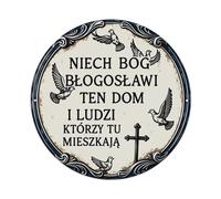 May God Bless This Home And The People Who Live Here - Letrero redondo de metal vintage retro para oficina, sala de estar, bar, decoración de pared, 8 x 8 pulgadas