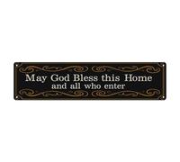 May God Bless This Home - Cartel de metal vintage para decoración de pared, bar, jardín, 10,2 x 40,6 cm