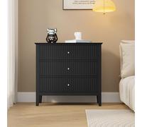 May in Color Cómoda grande negra de 3 cajones, mesita de noche de madera pintada de 30 pulgadas de alto con almacenamiento, cómoda ancha y moderna con rodamiento de bolas para dormitorio, pasillo