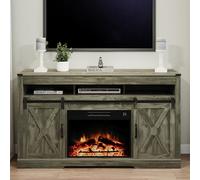 May in Color Soporte de TV con chimenea para TV de más de 65 pulgadas, centro de entretenimiento de granja con chimenea eléctrica de 23 pulgadas con control remoto, consola de TV rústica moderna con