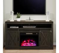 May in Color Soporte de TV con chimenea para TV de más de 65 pulgadas, centro de entretenimiento de granja con chimenea eléctrica de 23 pulgadas, consola de TV con puerta corrediza para sala de estar