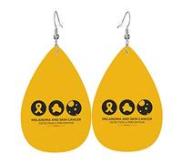 May Is Melanoma And Skin Cancer Awareness Month Pendientes de cuero para mujer Pendientes de gota de agua de imitación de cuero Pendientes colgantes ligeros vintage Joyas para mujer