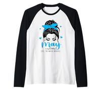 May is My Birthday Whole Month Moño desordenado para mujeres y niñas Camiseta Manga Raglan