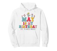 May is My Birthday Yes The Whole Month Flores Groovy Floral Sudadera con Capucha