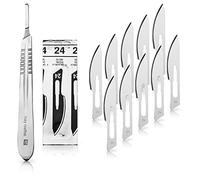 May Set de Bisturí de Precisión para Modelismo y Maquetas | Cúter Profesional con 10 Cuchillas de Acero al Carbono (Fig. 24) y Mango de Acero Inoxidable N°4 | Herramienta para Manualidades