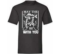 May The Fish Be with You Fishing T Shirt Men Tops tee Black 3XL