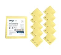 Maya Bayeta MICROPLUS. Especial para Vajillas y Cristales. No Deja Marcas. Muy Absorbente y de Secado Rápido. 100% Microfibra. Pack de 10 Unidades (Amarillo)