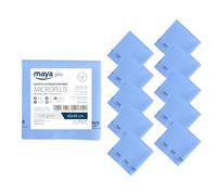 Maya Bayeta MICROPLUS. Especial para Vajillas y Cristales. No Deja Marcas. Muy Absorbente y de Secado Rápido. 100% Microfibra. Pack de 10 Unidades (Azul)