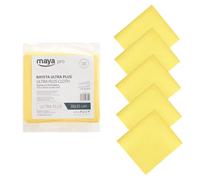 Maya Bayeta Ultra Plus. Especial para Cristales y Acero Inoxidable. Máxima Absorción sin Dejar Marcas. Poder Antical y Antibacterias. Pack de 5 Unidades (Amarillo)
