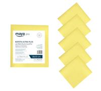 Maya Bayeta Ultra Plus. Especial para Cristales y Acero Inoxidable. Máxima Absorción sin Dejar Marcas. Poder Antical y Antibacterias. Pack de 5 Unidades (Amarillo)