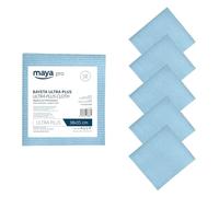 Maya Bayeta Ultra Plus. Especial para Cristales y Acero Inoxidable. Máxima Absorción sin Dejar Marcas. Poder Antical y Antibacterias. Pack de 5 Unidades (Azul)