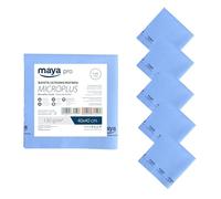 Maya - Bayetas de Microfibra para Limpieza de Vajillas/Cristales y Multisuperficies sin Dejar Rayas | 40x40 cm | Rollo de 5 Paños Microplus Absorbentes para Cocina (Azul)