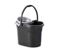 MAYA Cubo con Escurridor 10 Litros. Ideal para Espacios Pequeños. Asa Ergonómica para Agarre Seguro y Transporte Cómodo. Ligero y Resistente en Color Gris y Negro.