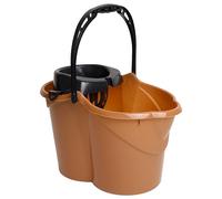 MAYA Cubo Ovalado con Escurridor de 15L. con Asa Ergonómica. Escurridor Gris. Fabricado en PPL. Amplia Variedad de Colores. (Marrón)