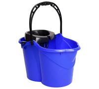 MAYA Cubo Ovalado con Escurridor de 15L. con Asa Ergonómica. Escurridor Gris. Fabricado en PPL. Amplia Variedad de Colores. (Azul)