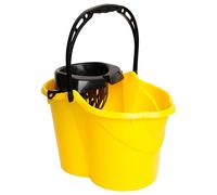 MAYA Cubo Ovalado con Escurridor de 15L. con Asa Ergonómica. Escurridor Gris. Fabricado en PPL. Amplia Variedad de Colores. (Amarillo)