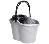 MAYA Cubo Ovalado con Escurridor de 15L. con Asa Ergonómica. Escurridor Gris. Fabricado en PPL. Amplia Variedad de Colores. (Gris)