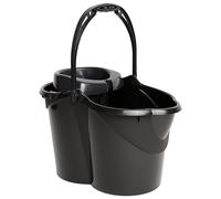 MAYA Cubo Ovalado con Escurridor de 15L. con Asa Ergonómica. Escurridor Gris. Fabricado en PPL. Amplia Variedad de Colores. (Negro)
