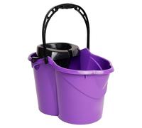 MAYA Cubo Ovalado con Escurridor de 15L. con Asa Ergonómica. Escurridor Gris. Fabricado en PPL. Amplia Variedad de Colores. (Morado)