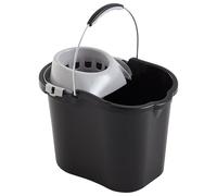 MAYA Cubo Rectangular con Escurridor y Asa Metálica de 16 litros. Alta Resistencia y Durabilidad. Gran Capacidad. (Negro)
