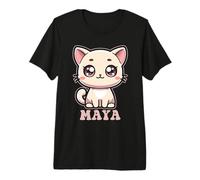 Maya Cute Kitty - Diseño de Gato para niñas con Nombre Maya Camiseta Premium